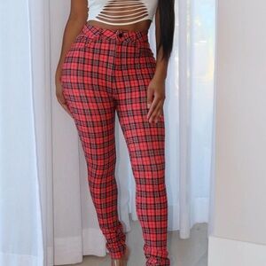 Fashion Nova Skinny Plaid Pants